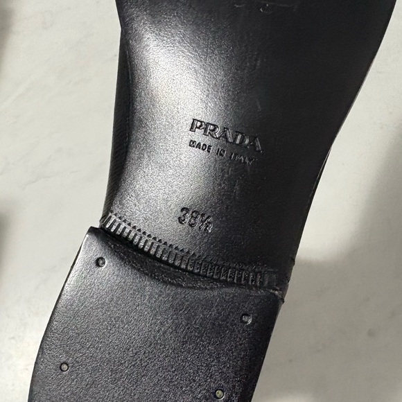 Prada Black Leather Pull On Riding Boots Size 38.5 Designer Preppy Equestrian - Picture 10 of 10